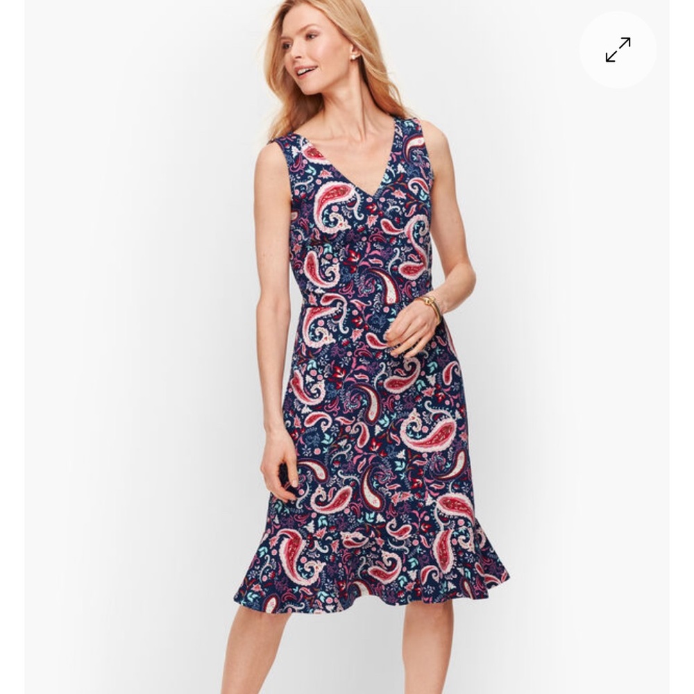 Talbots Paisley Floral Flounce Hem Fit & Flare Dress